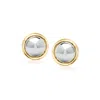 Ross-simons Sterling Silver And 14kt Yellow Gold Domed Stud Earrings