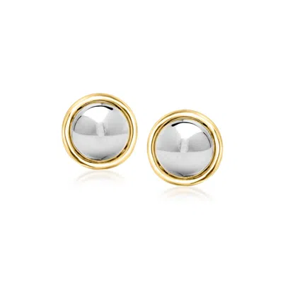 Ross-simons Sterling Silver And 14kt Yellow Gold Domed Stud Earrings In Multi