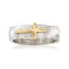 Ross-simons Sterling Silver And 14kt Yellow Gold Sideways Cross Ring In White