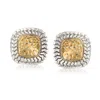 Ross-simons Sterling Silver And 14kt Yellow Gold Square Earrings In White
