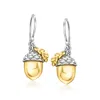 Ross-simons Sterling Silver And 18kt Gold Over Sterling Acorn Drop Earrings In Multi