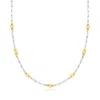 Ross-simons Sterling Silver And 18kt Gold Over Sterling Alternating Paper Clip Link And Bead Station Necklace In Gold