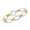 Ross-simons Sterling Silver And 18kt Gold Over Sterling Alternating Paper Clip Link Bracelet In Multi
