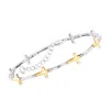 Ross-simons Sterling Silver And 18kt Gold Over Sterling Cross Bracelet