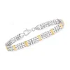 Ross-simons Sterling Silver And 18kt Gold Over Sterling Figaro-chain Bracelet