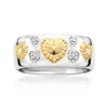 Ross-simons Sterling Silver And 18kt Gold Over Sterling Heart Ring With Diamonds