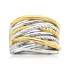Ross-simons Sterling Silver And 18kt Gold Over Sterling Highway Ring In White