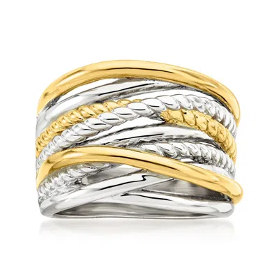 Ross-simons Sterling Silver And 18kt Gold Over Sterling Highway Ring In White