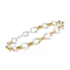 Ross-simons Sterling Silver And 18kt Gold Over Sterling Oval-link Bracelet