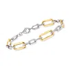 Ross-simons Sterling Silver And 18kt Gold Over Sterling Paper Clip Link Bracelet In Multi