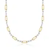 Ross-simons Sterling Silver And 18kt Gold Over Sterling Paper Clip Link Necklace In Gold