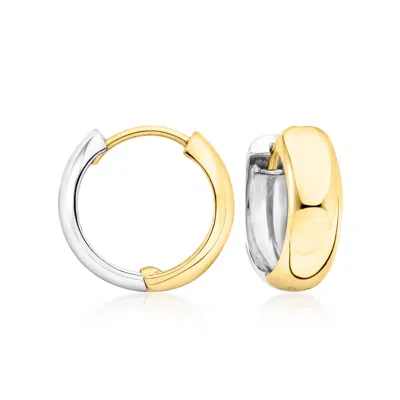 Ross-simons Sterling Silver And 18kt Gold Over Sterling Reversible Hoop Earrings