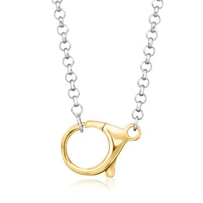 Ross-simons Sterling Silver And 18kt Gold Over Sterling Rolo-chain Lobster Clasp Necklace In Multi