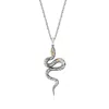 Ross-simons Sterling Silver And 18kt Gold Over Sterling Snake Pendant Necklace In White