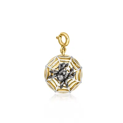Ross-simons Sterling Silver And 18kt Gold Over Sterling Spider Web Charm