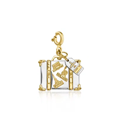 Ross-simons Sterling Silver And 18kt Gold Over Sterling World Travel Luggage Charm