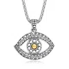 Ross-simons Sterling Silver And 18kt Yellow Gold Bali-style Evil Eye Pendant Necklace