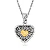 Ross-simons Sterling Silver And 18kt Yellow Gold Bali-style Heart Pendant Necklace In Multi