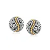 Ross-simons Sterling Silver And 18kt Yellow Gold Bali-style Swirled Dome Stud Earrings