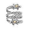 Ross-simons Sterling Silver And 18kt Yellow Gold Bali-style Turtle Wrap Ring