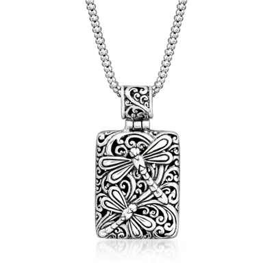 Ross-simons Sterling Silver Bali-style Dragonfly Pendant Necklace In Multi