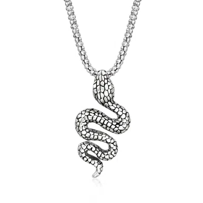 Ross-simons Sterling Silver Bali-style Snake Pendant Necklace In Multi