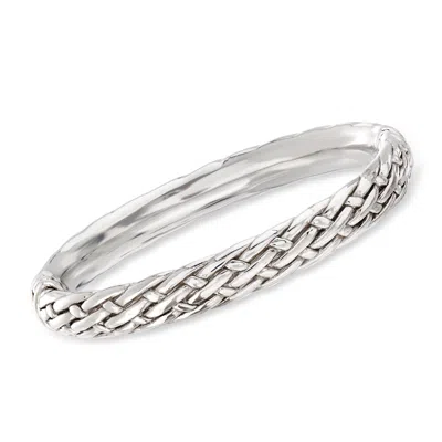 Ross-simons Sterling Silver Basketweave Bangle Bracelet In Multi