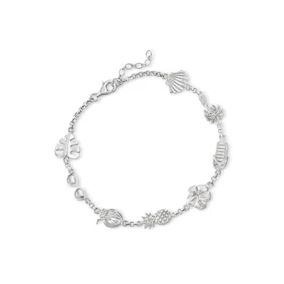 Ross-simons Sterling Silver Beach Life Anklet In Multi