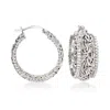 Ross-simons Sterling Silver Beaded-edge Byzantine Hoop Earrings In White