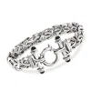 Ross-simons Sterling Silver Byzantine Bracelet With Black Onyx In Multi