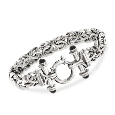 Ross-simons Sterling Silver Byzantine Bracelet With Black Onyx In Multi