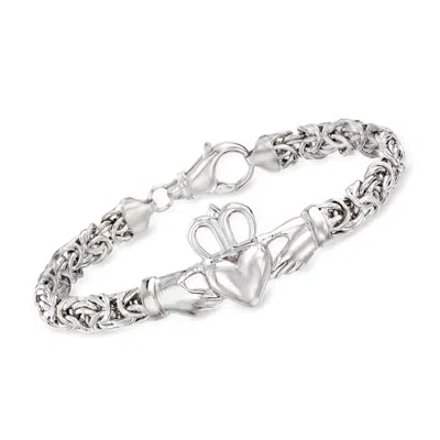 Ross-simons Sterling Silver Byzantine Claddagh Bracelet In Multi