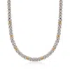 Ross-simons Sterling Silver Byzantine Necklace With 14kt Gold Stations In Multi