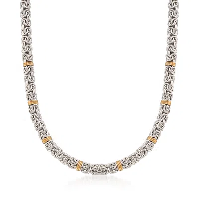 Ross-simons Sterling Silver Byzantine Necklace With 14kt Gold Stations In Multi