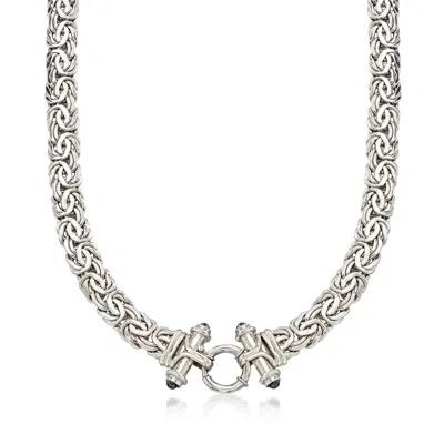 Ross-simons Sterling Silver Byzantine Necklace With Black Onyx In Multi