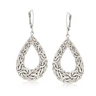 Ross-simons Sterling Silver Byzantine Open Teardrop Earrings In Metallic