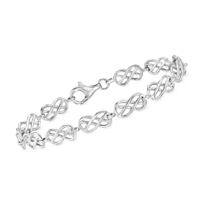 Ross-simons Sterling Silver Celtic Knot And Infinity Station Bracelet In Multi