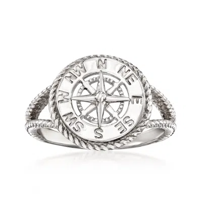 Ross-simons Sterling Silver Compass Ring In White