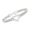 Ross-simons Sterling Silver Cuban-link Heart Bracelet In Multi
