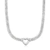 Ross-simons Sterling Silver Cuban-link Heart Necklace In Multi