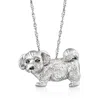 Ross-simons Sterling Silver Dog Pin Pendant With Smoky Quartz Accents In Silver