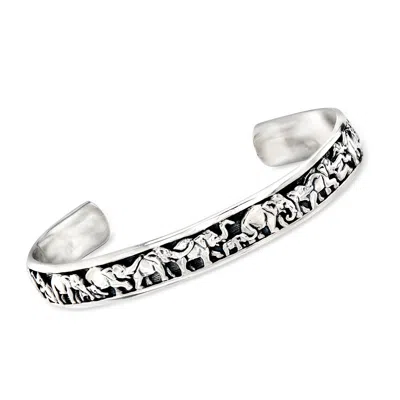 Ross-simons Sterling Silver Elephant Cuff Bracelet In Multi