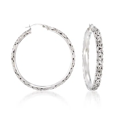 Ross-simons Sterling Silver Extra-large Byzantine Hoop Earrings In White