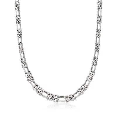 Ross-simons Sterling Silver Flat Byzantine Double-link Necklace In Multi
