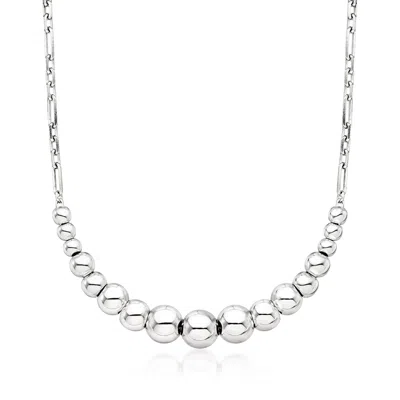 Ross-simons Sterling Silver Graduated Bead Necklace In Multi