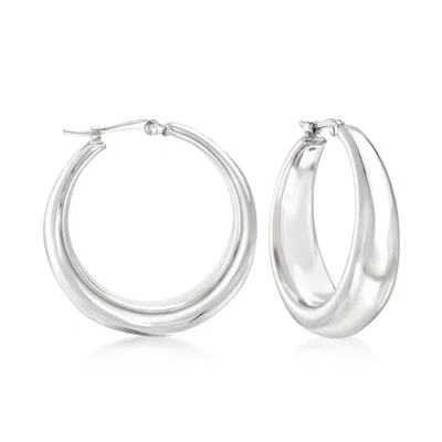 Ross-simons Sterling Silver Graduated Hoop Earrings In White