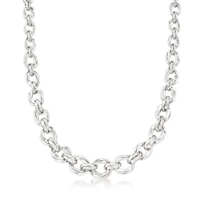 Ross-simons Sterling Silver Graduated Oval-link Necklace In Multi