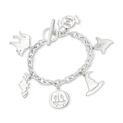 Ross-simons Sterling Silver Halloween Charm Bracelet In Metallic