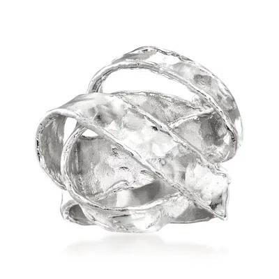 Ross-simons Sterling Silver Hammered Knot Ring In White