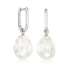 Ross-simons Sterling Silver Hoop Earrings With Removable 12-13mm Cultured Baroque Pearl Drops In Multi